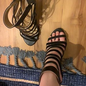 Black strappy wedges from Express
